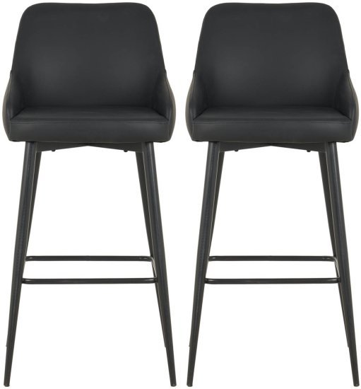 זוג כיסאות בר בריפוד דמוי עור דגם BC6134 מבית Step Up - צבע שחור