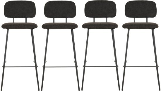 4 כיסאות בר מרופדים דגם BC6143 מבית Step Up - צבע שחור