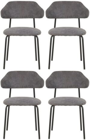 4 כיסאות מרופדים לפינת אוכל דגם DC6131 מבית Step Up - צבע אפור כהה
