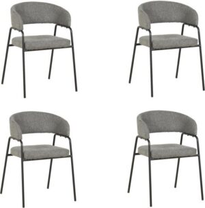 4 כיסאות מרופדים לפינת אוכל דגם DC6132 מבית Step Up - צבע אפור כהה