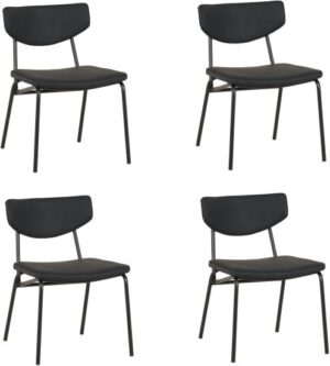 4 כיסאות ריפוד דמוי עור לפינת אוכל דגם DC6135 מבית Step Up - צבע שחור