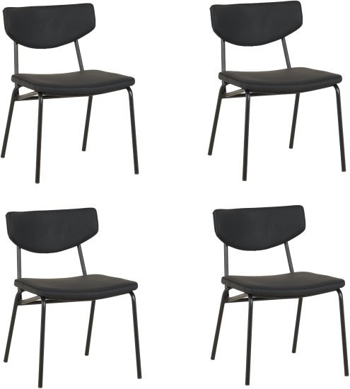4 כיסאות ריפוד דמוי עור לפינת אוכל דגם DC6135 מבית Step Up - צבע שחור