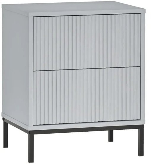 שידת לילה מעוצבת 2 מגירות הדגם NS3074 מבית Step Up - צבע אפור