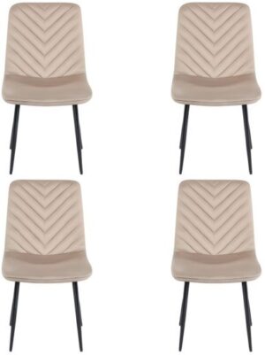 4 כיסאות מרופדים בבד קטיפה לפינת אוכל דגם DC6129 מבית Step Up - צבע קרם