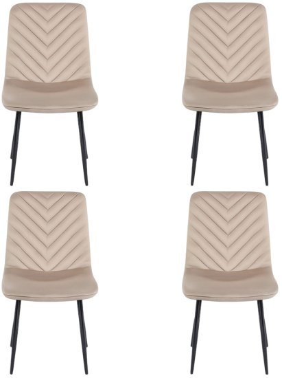 4 כיסאות מרופדים בבד קטיפה לפינת אוכל דגם DC6129 מבית Step Up - צבע קרם
