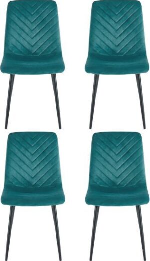 4 כיסאות מרופדים בבד קטיפה לפינת אוכל דגם DC6129 מבית Step Up - צבע טורקיז