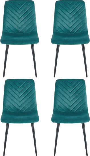 4 כיסאות מרופדים בבד קטיפה לפינת אוכל דגם DC6129 מבית Step Up - צבע טורקיז