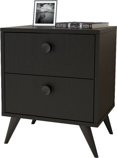 שידת לילה 2 מגירות דגם Daisy S מבית Homax - צבע שחור