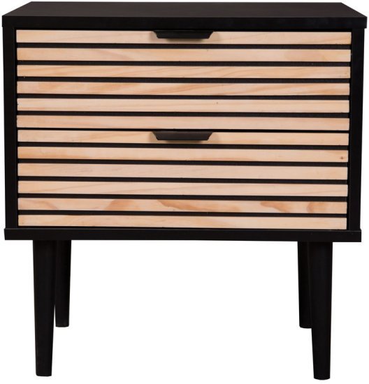 שידת לילה דגם פסים מבית Ramos - צבע שחור / אלון