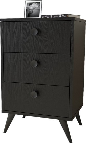 שידת 3 מגירות דגם Daisy L מבית Homax - צבע שחור