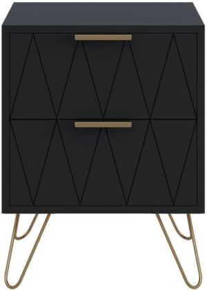 שידת לילה 2 מגירות דגם תומר מבית Ramos - צבע שחור