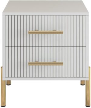 שידת לילה 2 מגירות דגם אדם מבית Ramos - צבע לבן בשילוב זהב