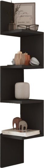 מדף פינתי מעוצב 4 מדפים דגם Kars מבית Homax - צבע שחור