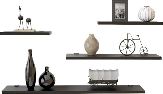 רביעיית מדפים צפים ברוחב 30/40/60 / 90 ס''מ דגם Cords מבית Homax - צבע שחור