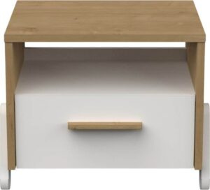 שידת לילה עם מגירה ותא אחסון דגם Naili מבית Bradex - צבע אורן טבעי משולב לבן