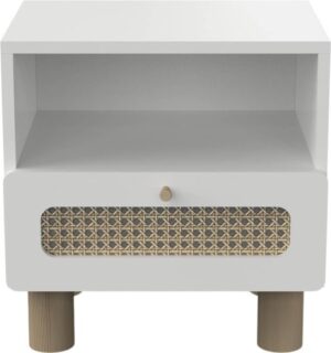 שידת לילה עם מגירה ותא אחסון דגם Ochna מבית Bradex - צבע לבן