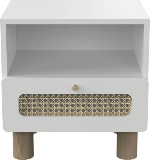 שידת לילה עם מגירה ותא אחסון דגם Ochna מבית Bradex - צבע לבן