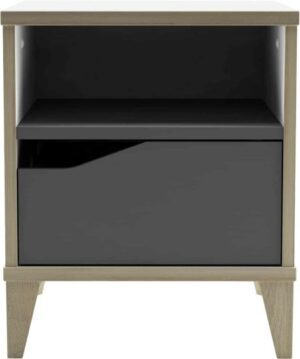 זוג שידות לילה עם מגירה ותא אחסון דגם Genius מבית Bradex - צבע לבן / אפור