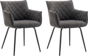 זוג כסאות מרופדים לפינת אוכל דגם Capitan מבית Bradex - צבע אפור כהה