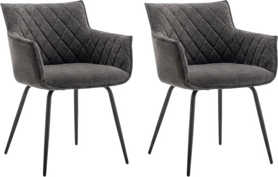 זוג כסאות מרופדים לפינת אוכל דגם Capitan מבית Bradex - צבע אפור כהה