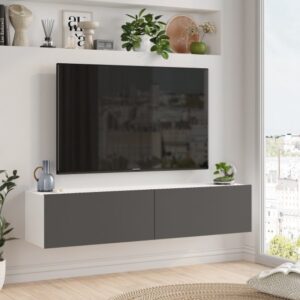 432075_b_1.jpg מזנון טלוויזיה צף ברוחב 140 ס''מ דגם Aristo מבית Homax - צבע לבן / אפור