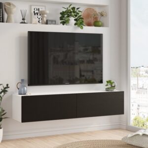 מזנון טלוויזיה צף ברוחב 140 ס''מ דגם Aristo מבית Homax - צבע לבן / שחור