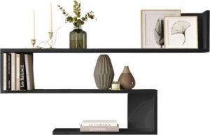 מדף מעוצב 3 מדפים ברוחב 120 ס''מ דגם Willo מבית Homax - צבע שחור