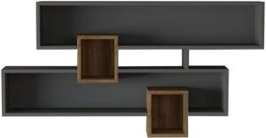 433828_b_1.jpg מדף מעוצב 2 מדפים ברוחב 120 ס''מ דגם Karen מבית Homax - צבע פחם / אגוז