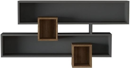 מדף מעוצב 2 מדפים ברוחב 120 ס''מ דגם Karen מבית Homax - צבע פחם / אגוז