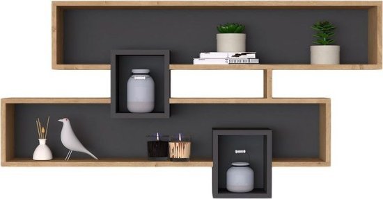 מדף מעוצב 2 מדפים ברוחב 120 ס''מ דגם Karen מבית Homax - צבע אלון / פחם