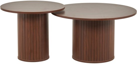 זוג שולחנות סלון עגולים לסלון Step Up - צבע אגוז