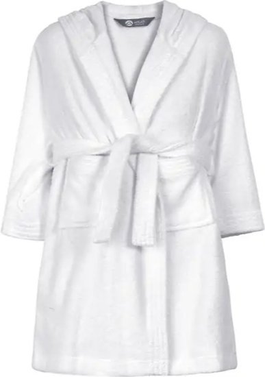 חלוק רחצה לילדים 100% כותנה לגילאי 10-12 דגם דור מבית ערד טקסטיל - צבע לבן