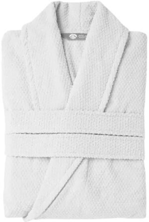 חלוק רחצה פיקה 100% כותנה מידה  L-XL דגם סטלה מבית ערד טקסטיל - צבע לבן