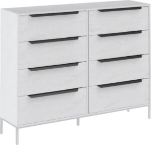 שידה 8 מגירות דגם הוד מבית Ramos - צבע לבן / אפור