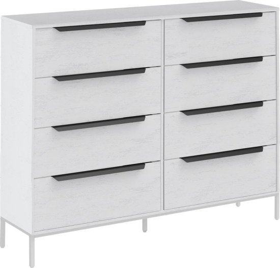 שידה 8 מגירות דגם הוד מבית Ramos - צבע לבן / אפור