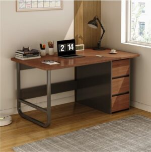 434834_b_1.jpg שולחן מחשב ברוחב 100 ס''מ כולל מגירות דגם MSR-1142 מבית Rosso Italy - צבע עץ כהה / שחור