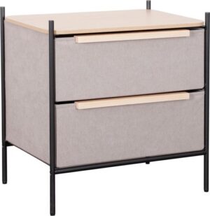 שידת לילה 2 מגירות דגם נמרוד מבית Ramos - צבע אפור בהיר / אלון בהיר