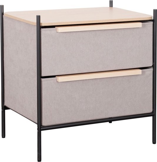 שידת לילה 2 מגירות דגם נמרוד מבית Ramos - צבע אפור בהיר / אלון בהיר