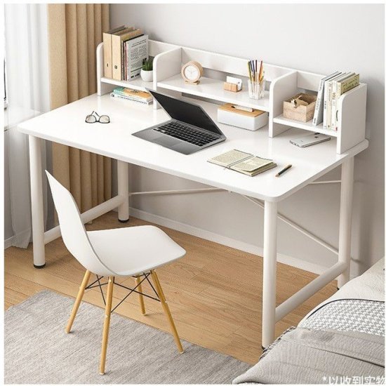 שולחן מחשב ברוחב 100 ס''מ כולל מדפים דגם RSM-2034 מבית Rosso Italy - צבע לבן