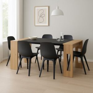 שולחן נפתח לפינת אוכל דגם Omri מבית Ramos - צבע אלון / שחור