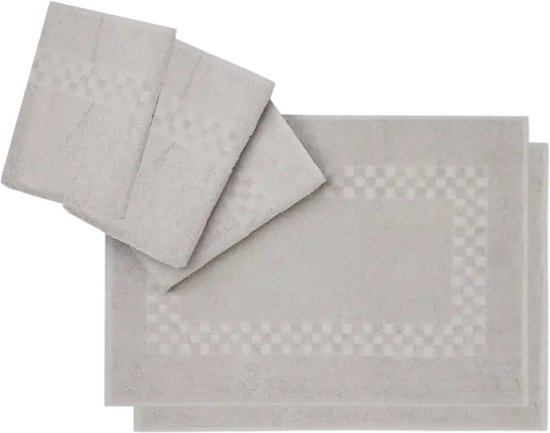 מארז 5 מגבות (3 מגבות גוף + 2 מגבות לרצפה) 100% כותנה דגם נונה מבית ערד טקסטיל - צבע אפור בהיר