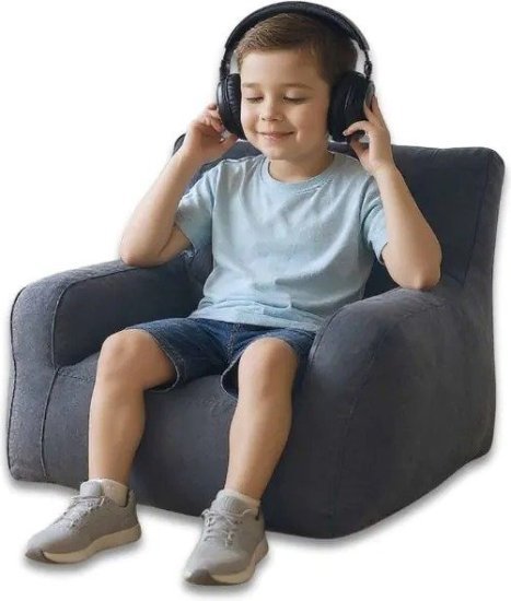 כורסת פוף ג'ינס לילדים 65x70 ס''מ סדרת Poof Up מבית מילגה - צבע אפור כהה