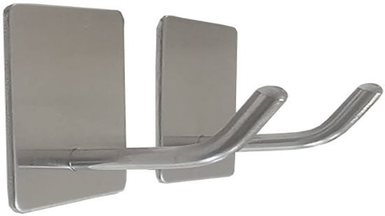 וו תליה נירוסטה בהדבקה מרובע דגם מלאווי מבית Malkan - (2 יחידות במארז) - צבע כסף מט