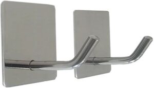 וו תליה נירוסטה בהדבקה מרובע דגם מלאווי מבית Malkan - (2 יחידות במארז) - צבע כסף מבריק