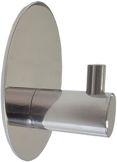 וו תליה נירוסטה בהדבקה דגם טרווי מבית Malkan - צבע כסוף מבריק