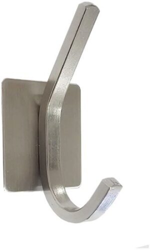 וו תליה נירוסטה בהדבקה (מלבן מוארך + וו) דגם אנחל מבית Malkan - צבע כסוף מט