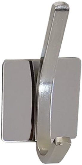 וו תליה נירוסטה בהדבקה (מלבן מוארך + וו) דגם אנחל מבית Malkan - צבע כסוף מבריק