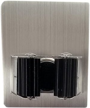 מתלה נירוסטה לתליית מקל בהדבקה דגם ליסי מבית Malkan - צבע כסוף / שחור