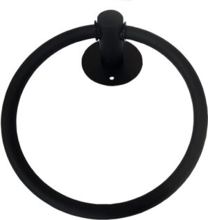 מתלה נירוסטה לתליית מגבות בהדבקה / הברגה דגם וולטה (חישוק) מבית Malkan - צבע שחור