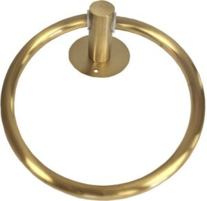 מתלה נירוסטה לתליית מגבות בהדבקה / הברגה דגם וולטה (חישוק) מבית Malkan - צבע זהב